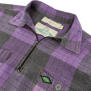 Vintage Quiksilver Mens Salt Water Denim QSD Flannel Quarter Zip Shirt Purple XL